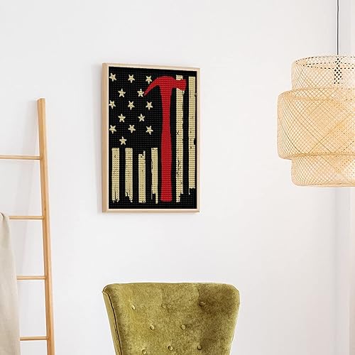 Miniatura 4 de Divertida bandera de carpintero americano, kit de pintura de diamante 5D, arte de taladro completo, manualidades, imágenes bordadas utilizadas para