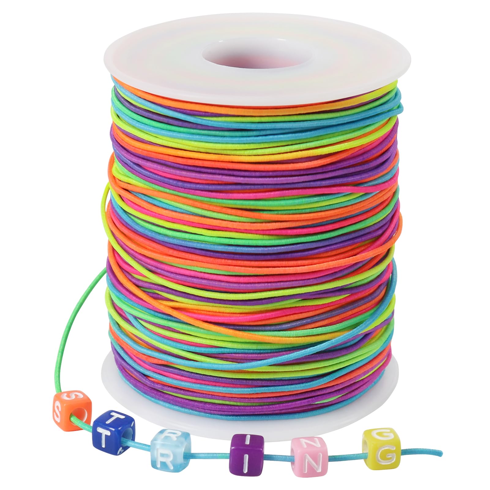 1 mm Elastisches Faden, 100m Elastische Schnur Gummiband für Armbänder, Halsketten, Schmuckherstellung, Perlen, Knoten, Binden, Verpacken und Bastelnb (Bunt)