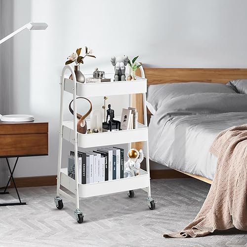 Miniatura 7 de Botion Carrito de almacenamiento 99% de construcción de metal, carrito de almacenamiento multifuncional, fuerte capacidad de peso, ahorro de espacio