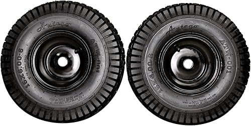 Antego Tire & Wheel - (juego de 2) (ATW-001) negro mate ajuste universal 15x6.00-6nhs neumáticos cortacésped, 4 capas, neumáticos y ruedas con bujes