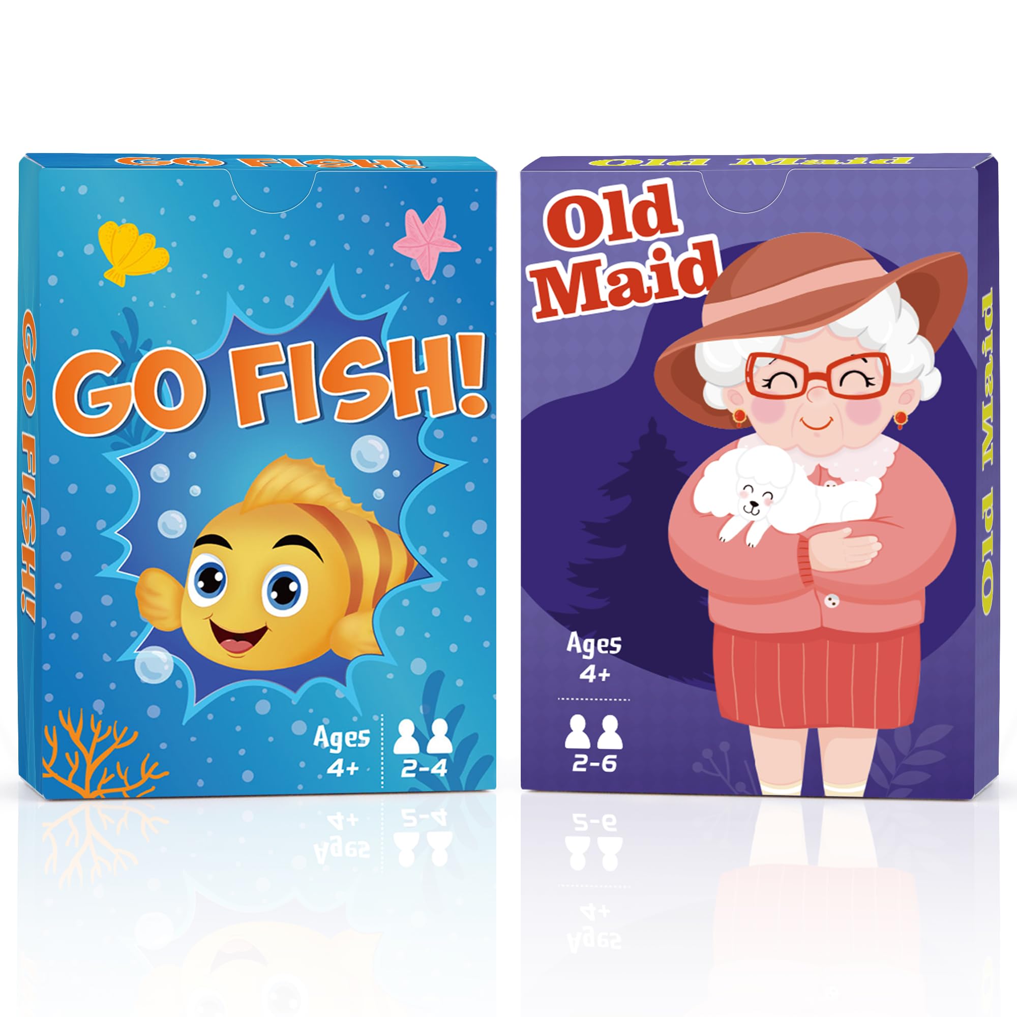 Card Games,Go Fish and Old Maid Card Game for Kids Ages 4-8,Fun Classic Interactive Games for Kids Toddlers Adults,Perfect for Stocking Stuffers Gifts