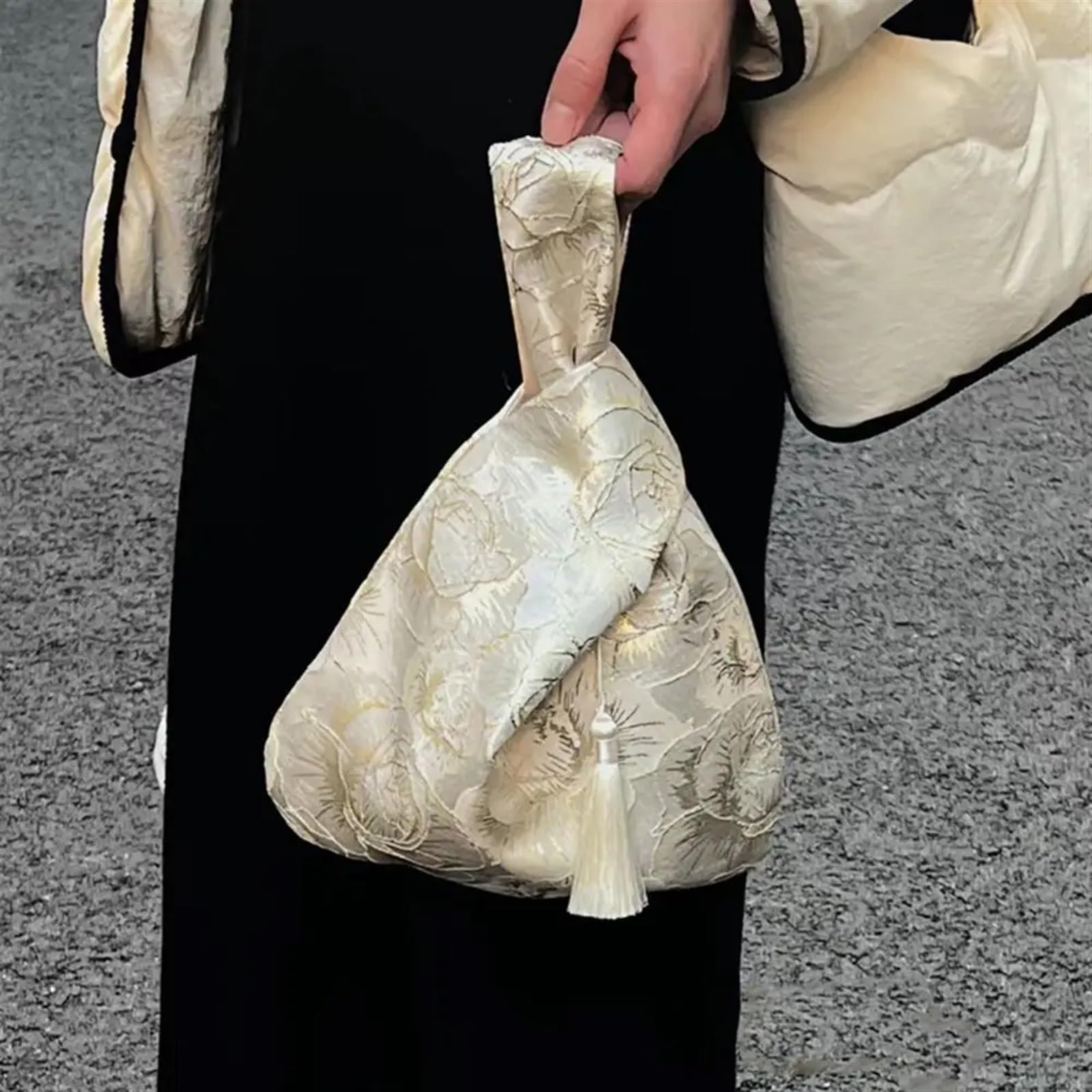 Dziane torebki Torba na nadgarstek, torebka z frędzlami drobne przedmioty Akcesoria do qipao imprezę, wesele, podróże(Lue)