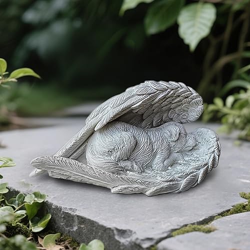 Mvlavvy Dog Memorial Gifts for Loss of Dog,Resin Pet Memorial Statues,Forever My Guardian Angel Memorial Gifts（Grey）