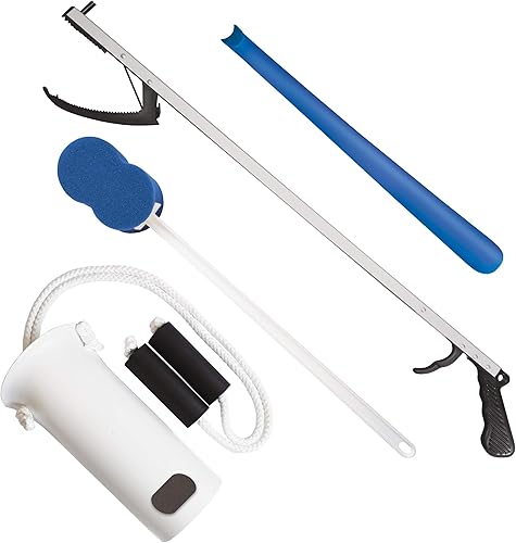 Rehabilitation Advantage Kit de recuperación de reemplazo económico de cadera o rodilla de 4 piezas. El paquete incluye un agarrador de alcance de