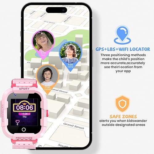 Miniatura 2 de Reloj inteligente para niños con tarjeta SIM, reloj de teléfono celular 4G desbloqueado para niños, rastreador GPS, video de llamadas Wi-Fi, chat de