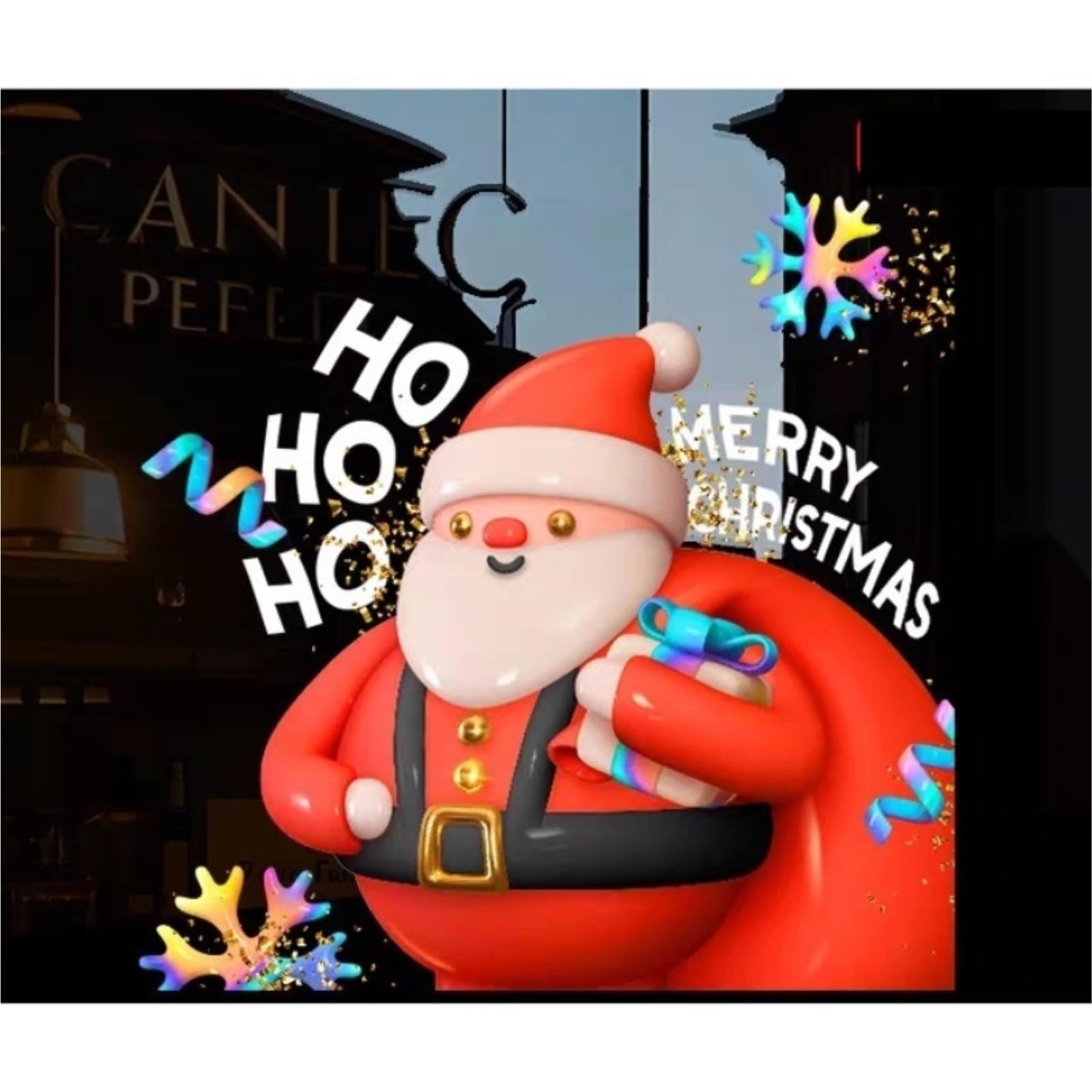 weihnachtsdeko fenster Weihnachtsdekorationen Fensteraufkleber Großer Weihnachtsmann Cling Xmas Fensteraufkleber Ornament DIY Wandtür Dekor selbstklebend(Color2,XXL)