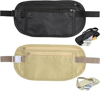 Circle M Travel Money Belt Blocking Security Pouch – Hidden Waist Fanny Anti-Theft Passport Holder with Adjustable Strap – Undercover Travel Wallet for Cash, Cards & Documents 2 pcs