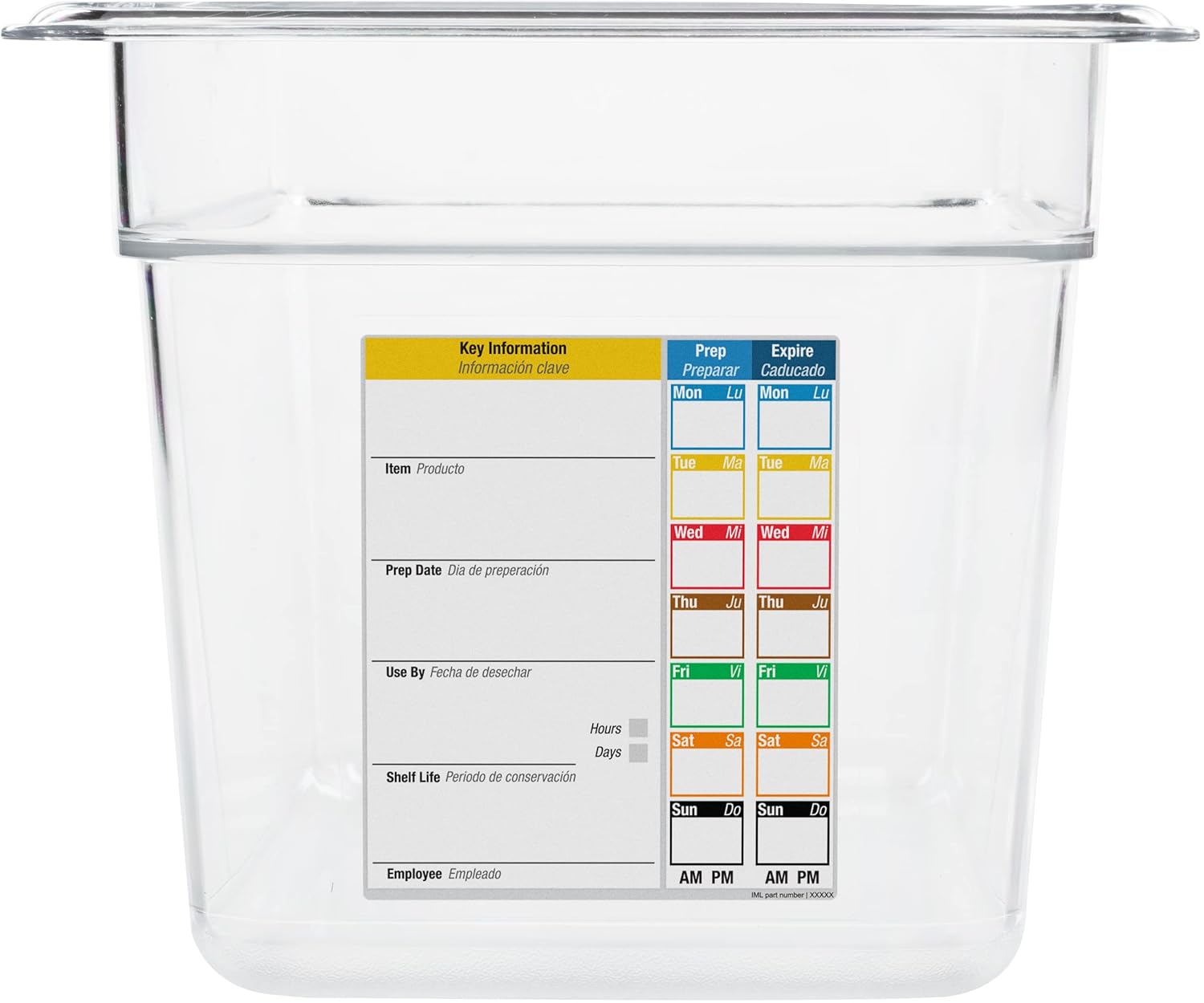 Carlisle FoodService Products Storplus Permalabel Food Storage Container Food Pan with Integrated Label for Kitchen and Restaurant, Polycarbonate, 1/3 Size 6 Inches Deep, Clear - (Pack of 6)