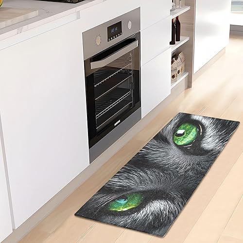 Miniatura 6 de Wolf Eyes - Alfombra de baño de felpa absorbente y antideslizante, tapetes de baño con parte trasera de goma, lavables, 39 x 20 pulgadas