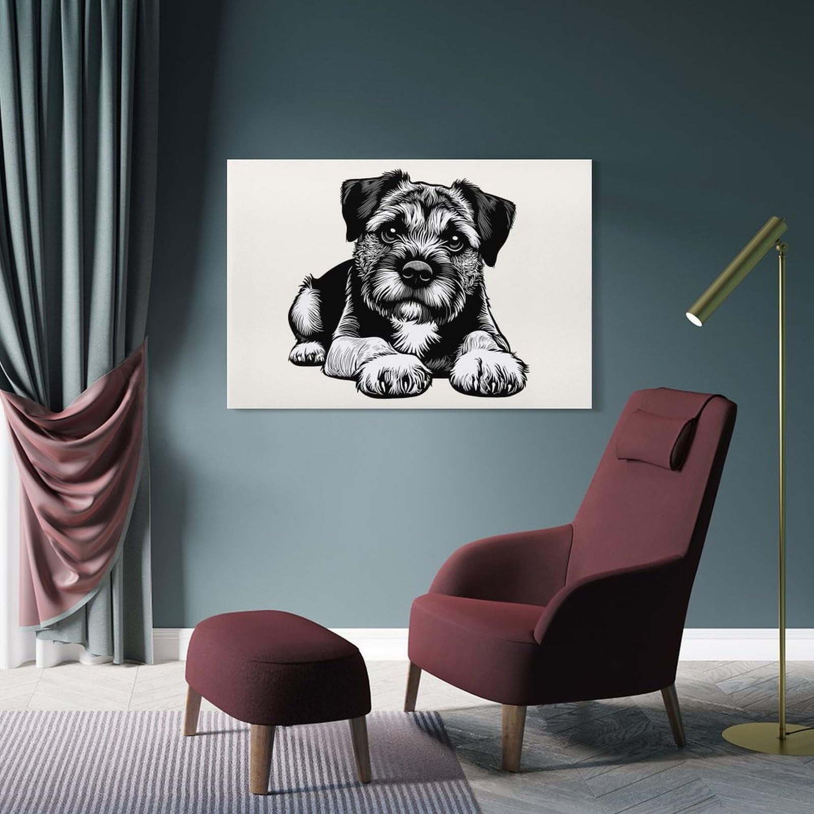 Junmoney Border Terrier(3) Home Decor Wall Art, 20x30inch(50x75cm), for Lounge, Bedroom Or Personal Spaces, Thoughtful Wall Decor for Art Lovers