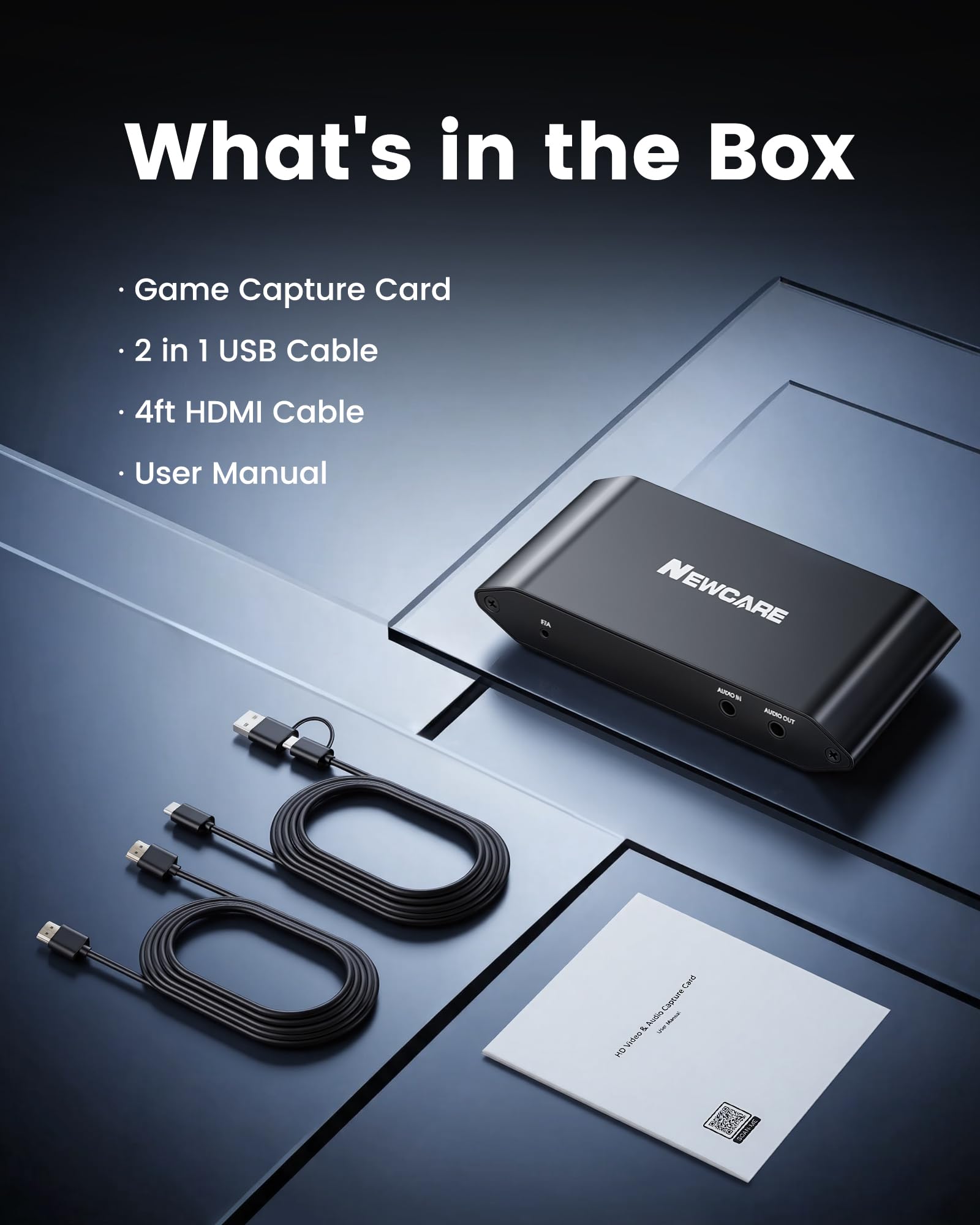 HDMI Capture Card 4K60 HDR Pass-Through, USB 3.0 Video Capture | für PS5 Xbox Switch • 1080P60 Aufnahme • USB-A & USB-C • Niedrige Latenz • Für Gaming & Streaming