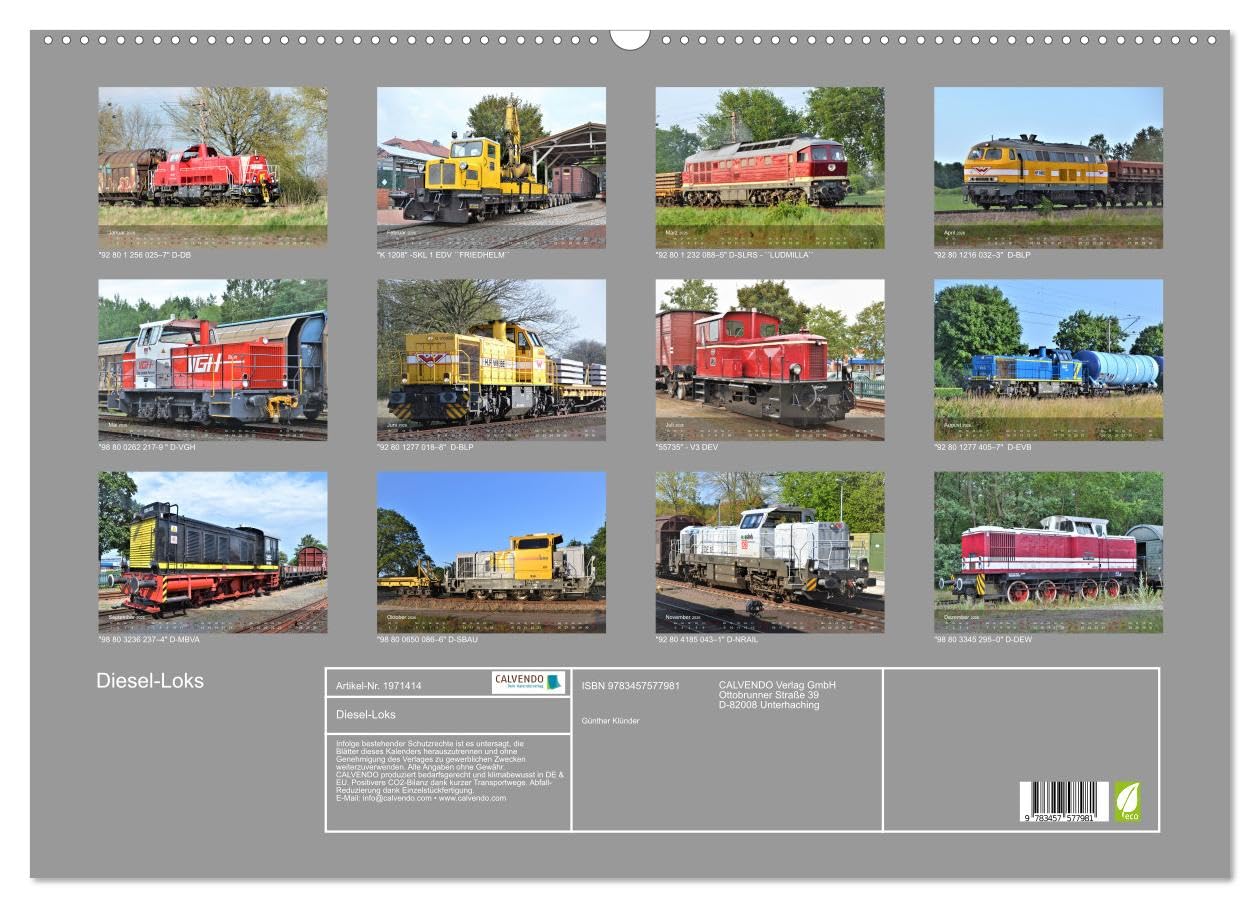 Diesel-Loks (Wandkalender 2026 DIN A2 quer), CALVENDO Monatskalender: Die pure Eisenbahnnostalgie! (CALVENDO Mobilitaet)