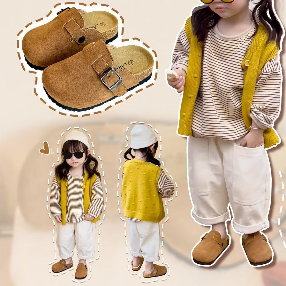 Kids Clogs for Girls Boys Cute Slip-on Slippers Classic Suede Cork Footbed Sandals Potato Shoes - Image 8