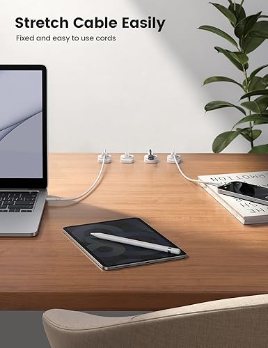 Miniatura 4 de Lamicall - Paquete de 10 clips de soporte de resorte de cable, organizador de cables para escritorio, clip de cable ajustable, organizador de