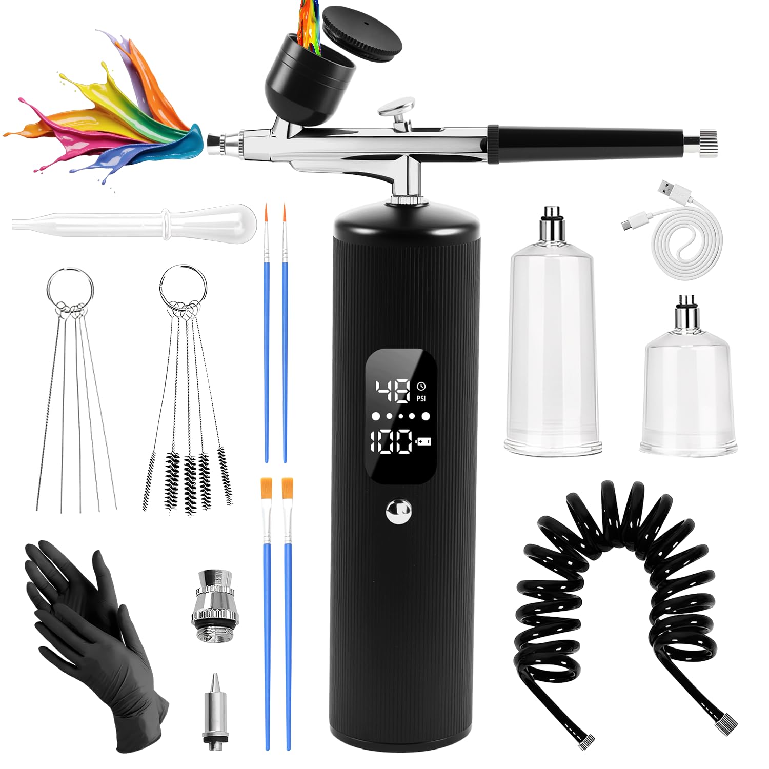 Kit de aerógrafo con compresor, aerógrafo portátil de alta presión de 48 PSI