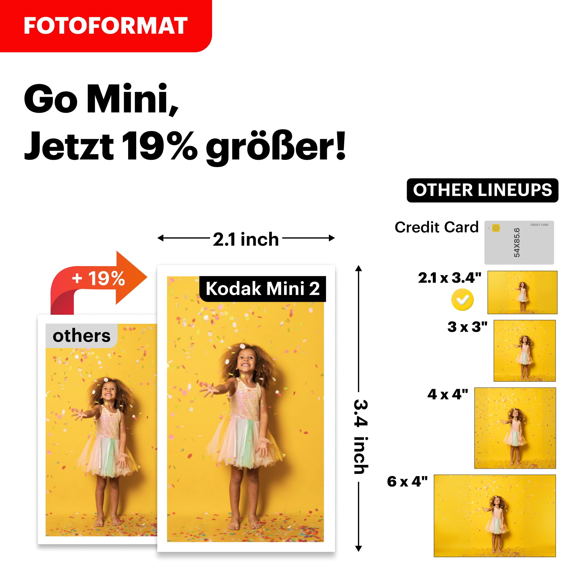 Kodak Mini 2 Retro mobiler Farbig Fotodrucker für Smartphone (iPhone & Android) - Weiß - 8 Blatt (54 x 86 mm, 4Pass-Technologie-Laminierung)