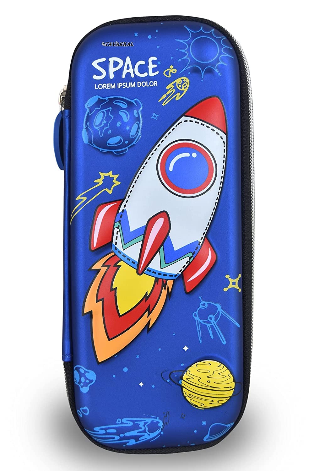 ANI World EVA 3D Cover Large Capacity Space Rocket Pencil Case Compass with Compartments, Compass School Pouch Organizer for Students Kids Premium Stylish Pen Holder Pouch, Stationery Box