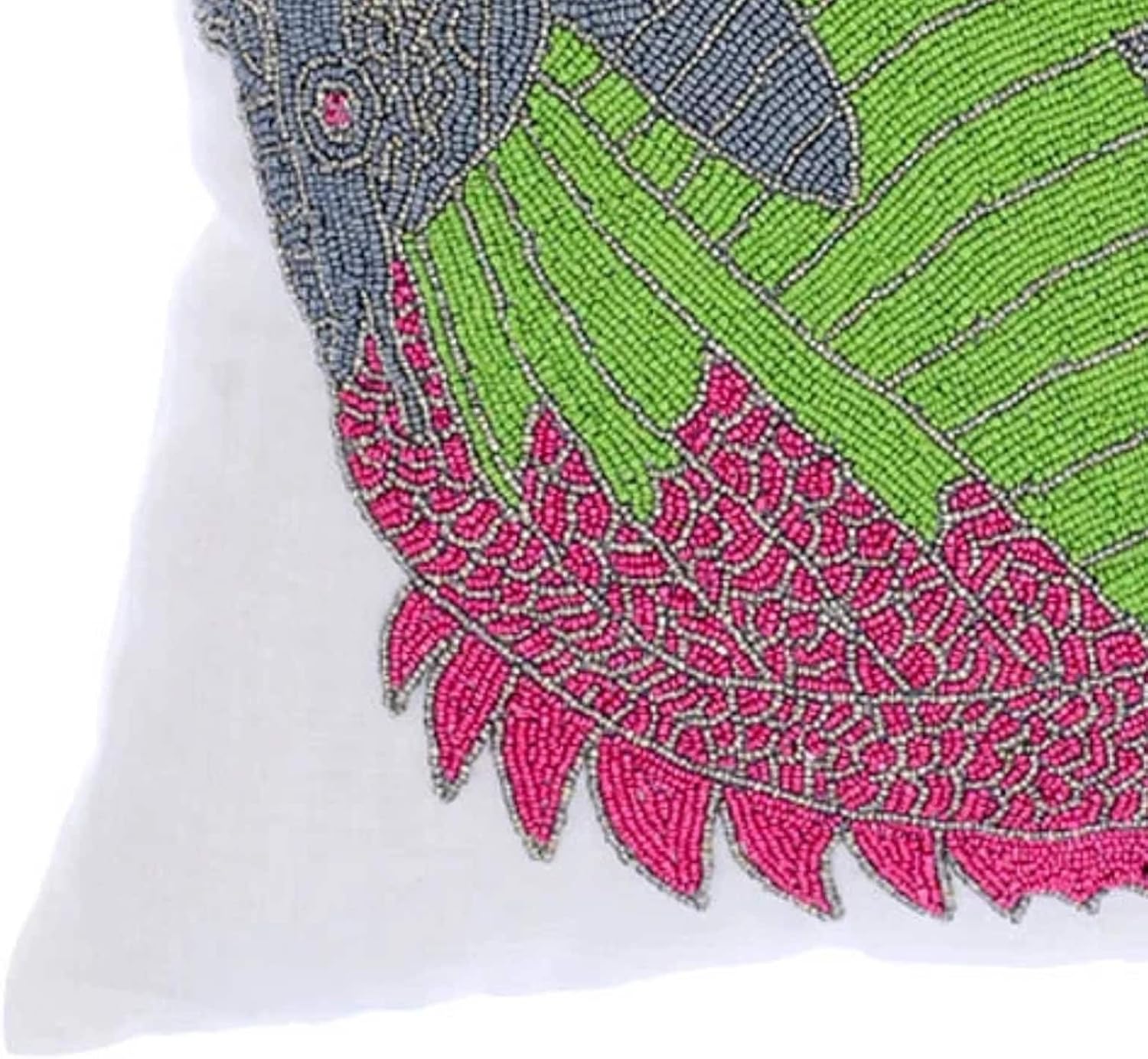 The HomeCentric Euro Pillow, White European Sham Pillow Covers 26x26 inch (65x65 cm) Linen Euro Sham Covers, Sea Creatures, Fish, Beaded, Beach Euro Size Pillow Covers Easter - The Fishy Way