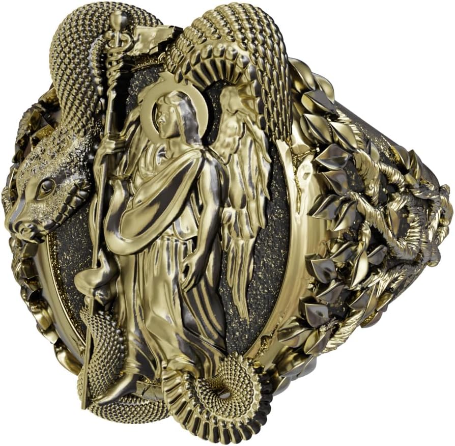 Saint Raphael Ring Protector Archangel Amulet Brass Jewelry Br-606, Yellow