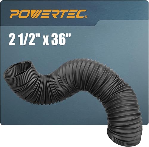 POWERTEC 2-1/2'' x 36'' Dust Collection Hose, 2.5 Inch Flexible PP Dust Collector Hose for Table Saw, Miter Saw, Drill Press, Belt Sander,
