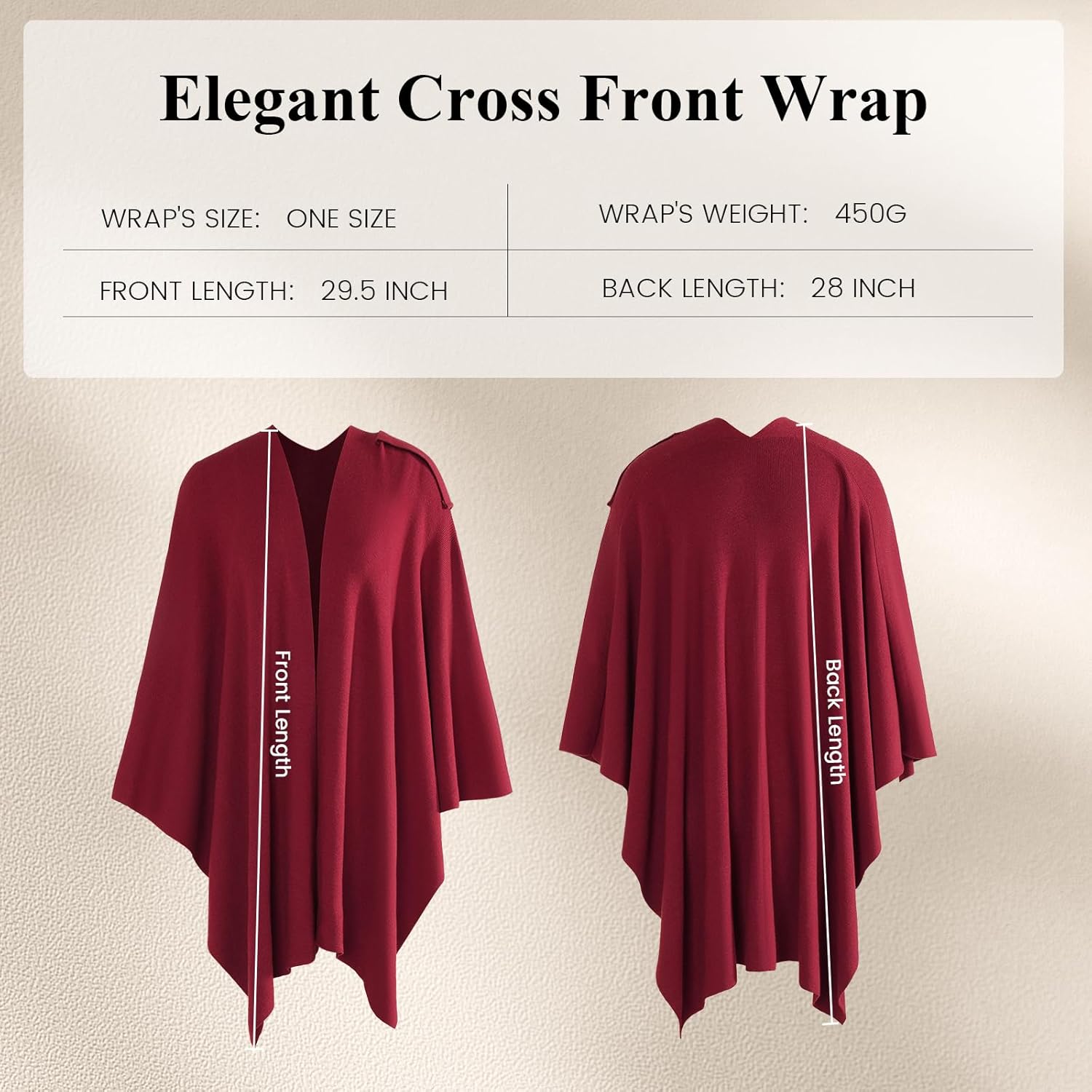 Pleneal Shawl Wraps for Women, Front Poncho Wrap Sweater Cross Open Poncho Wraps, Knitted Elegant Shawls for Fall Winter - Image 2