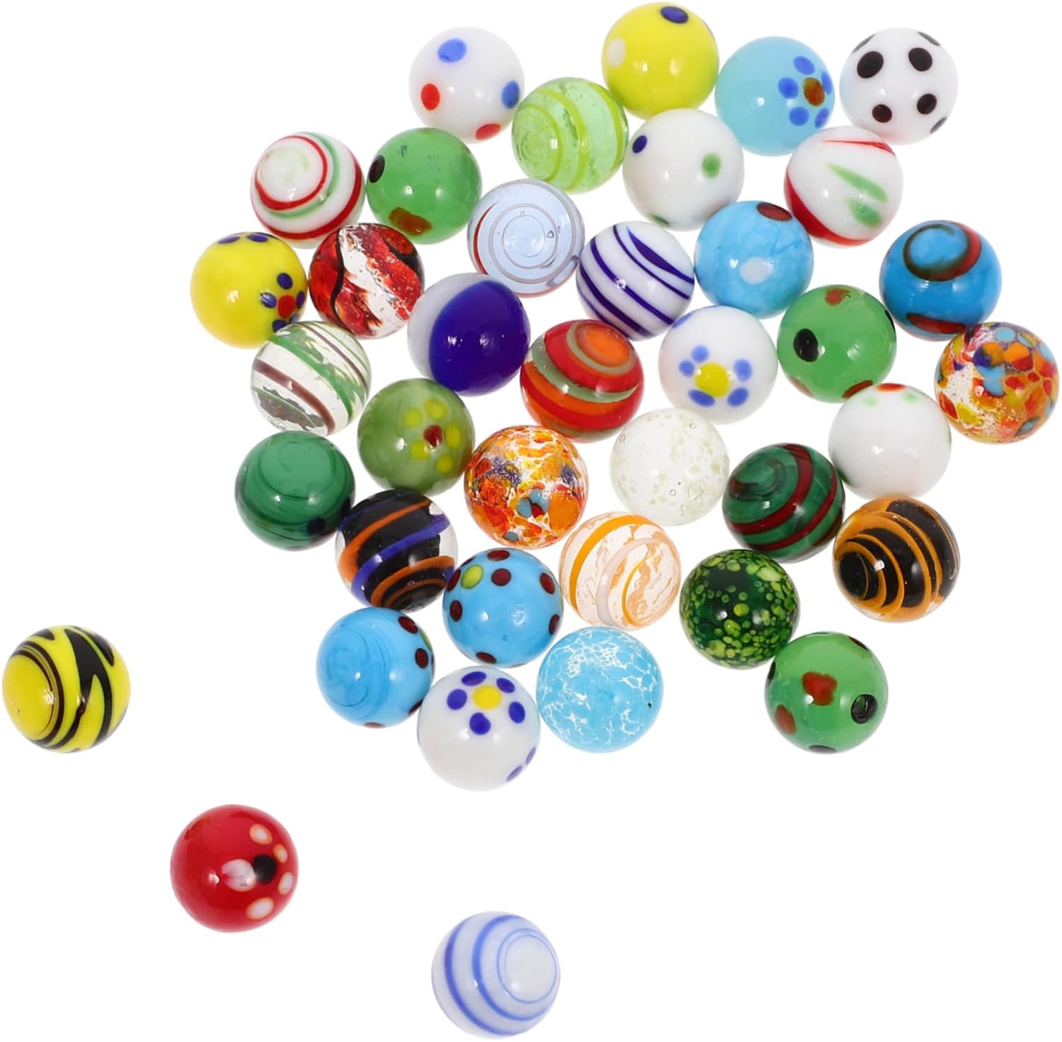 38Pcs Colored Glass Marbles for Garden Decor and Butterfly Feeders Unique Decorative Beads for Fish Tanks and Glass Playthings