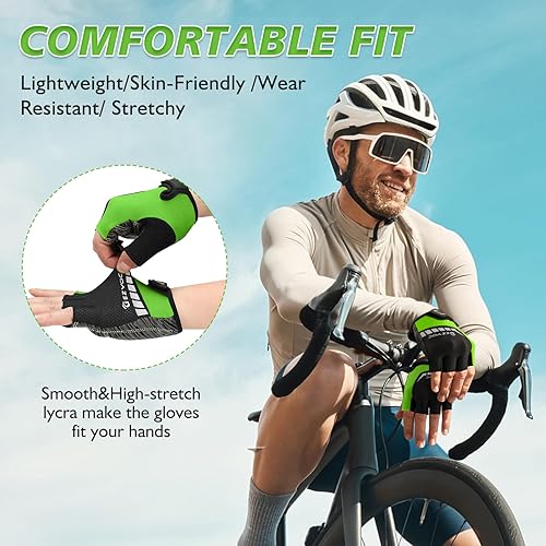 Miniatura 3 de Guantes de ciclismo con almohadilla absorbente de golpes, agarre extra, ajuste flexible, peso ligero, transpirable para hombres y mujeres ciclismo