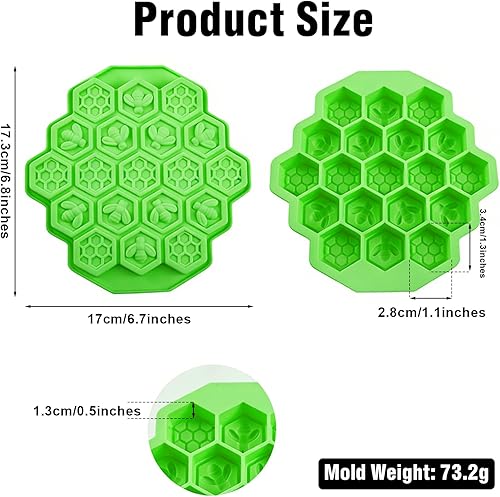 Miniatura 2 de 3 moldes de silicona de panal de abeja, moldes antiadherentes para chocolate, 19 cavidades para hornear pasteles, molde de silicona de grado
