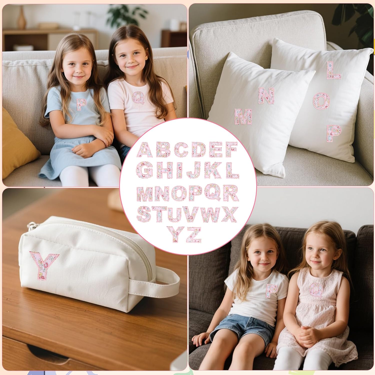 26pcs Floral Iron-on Letter Patches, Embroidered Embroidery A-Z Alphabet Initial Applique Decorative Flower Letter Sew-on Patch for DIY Clothing Clothes Fabric Hat Jacket Backpack Crafts (Pink) - Image 7