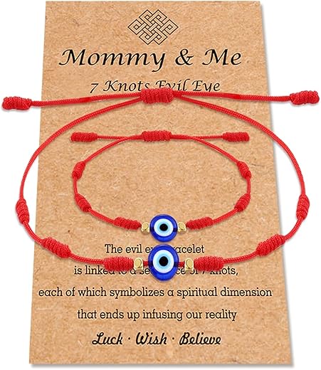 PPJew 7 Knot Evil Eye Bracelet Red String Bracelets Protection Mommy and Me Matching Bracelet Set Amulet for Women Girls/Boys B08Y85VFP3