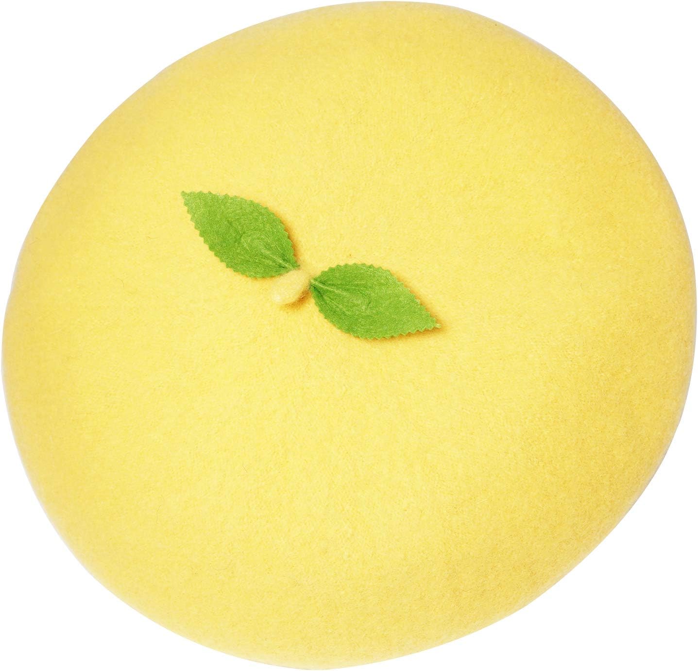 Kawaii Handmade Cartoon Beret Hat Green Leaves Fruit Cosplay Vintage Lolita Mori Girl Wool Cap Gift