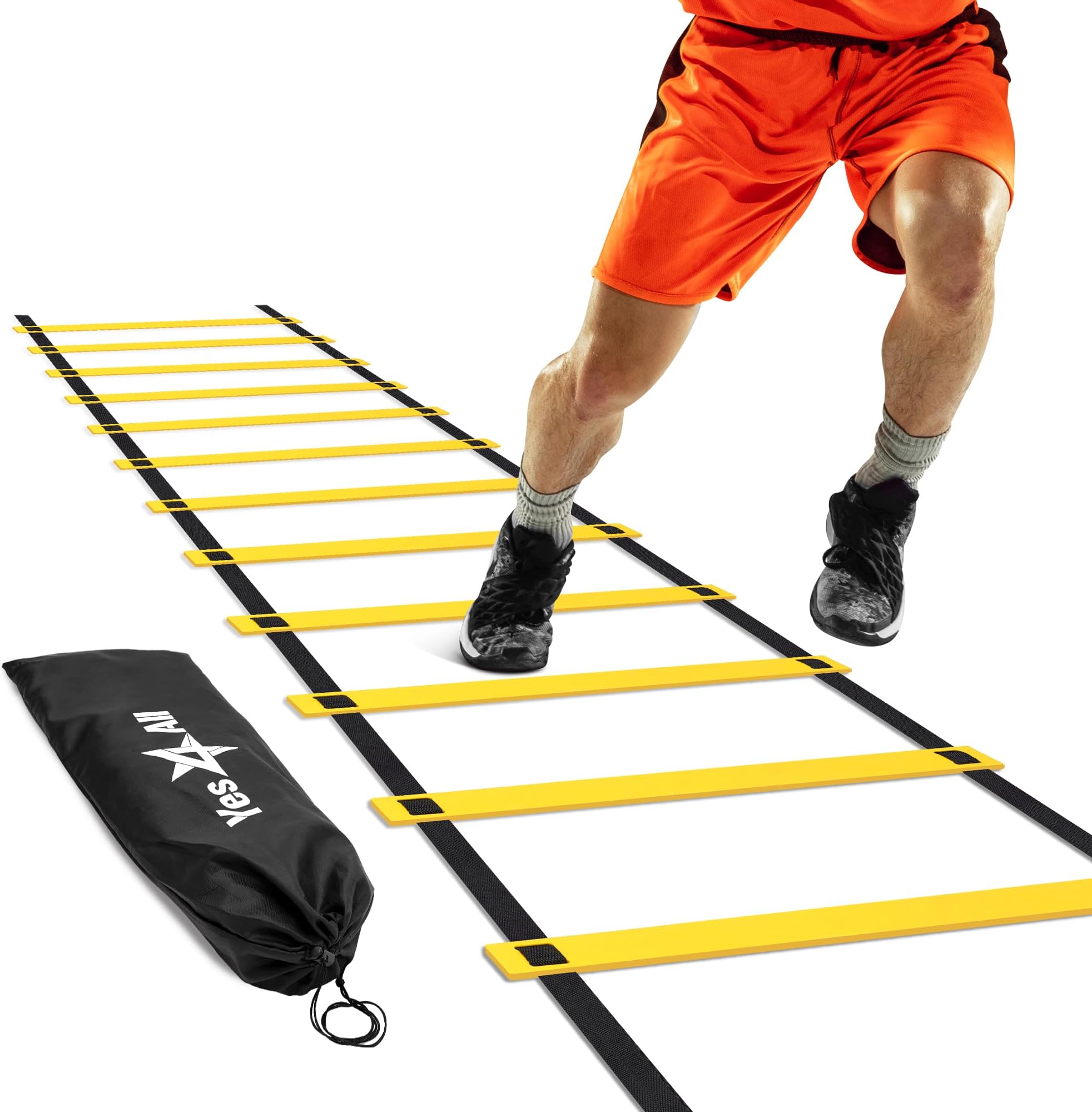 Yes4All Agility Ladder Speed Training Equipment, Adjustable Football Ladder for All Ages with Carry Bag, Durable, Portable, Multiple Colors & Rungs