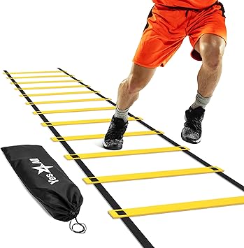 Yes4All Agility Ladder Adjustable Speed & Agility Training Equipment for All Ages - Durable, Portable Speed Ladder, Multiple Colors & Rungs, Yellow, 8 Rungs