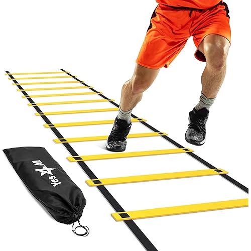 Yes4All Agility Ladder Speed Training Equipment, Adjustable Football Ladder for All Ages with Carry Bag, Durable, Portable, Multiple Colors & Rungs
