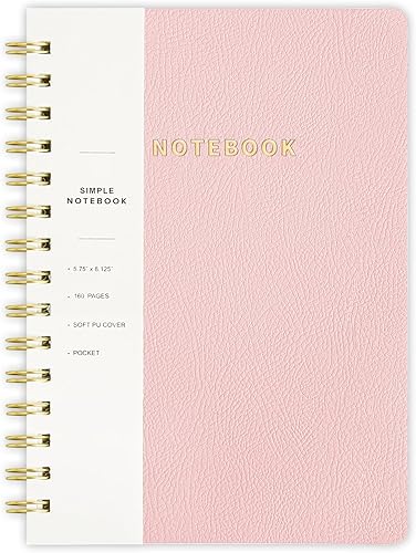 Miniatura 1 de Cuaderno de espiral, con rayas universitarias, tamaño A5, 5.75 x 8.125 pulgadas, 160 páginas, diario de escritura para mujer, cuaderno de