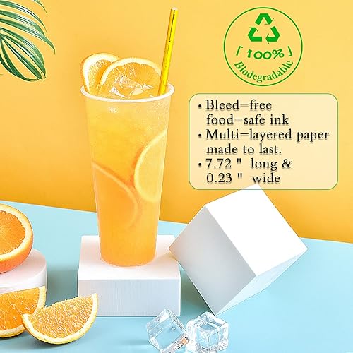 Miniatura 5 de Paquete de 100 pajitas de papel doradas, pajitas doradas biodegradables, pajitas de papel desechables, palitos de pastel, pajitas de papel de