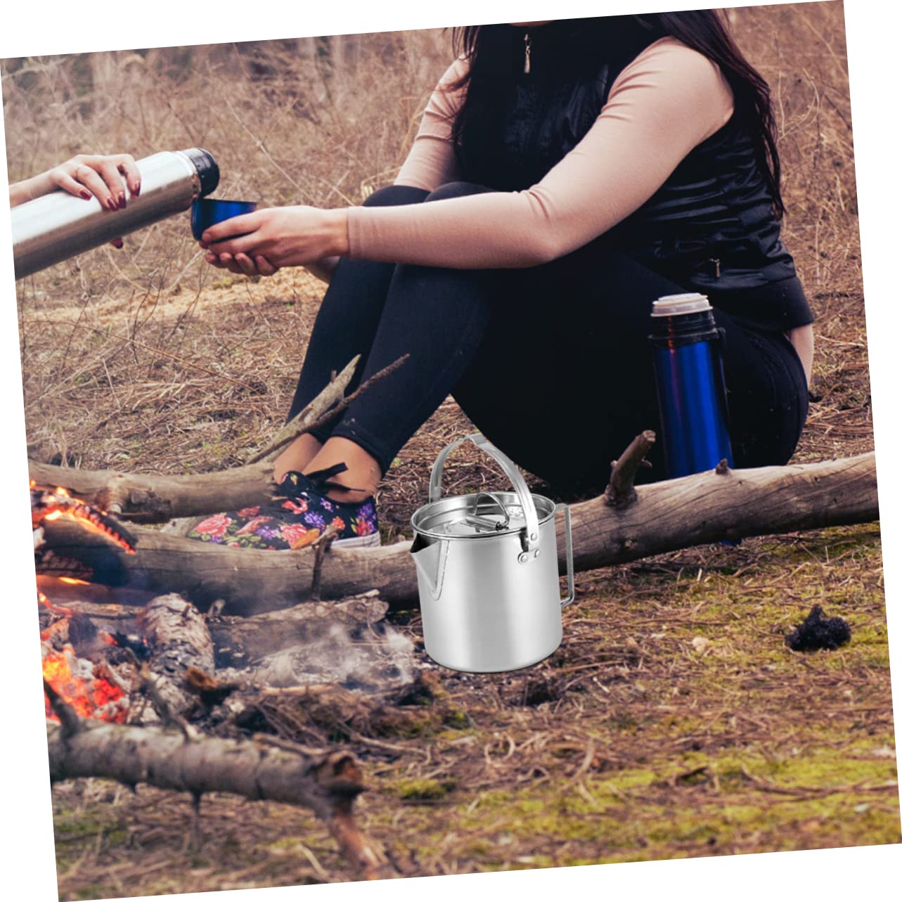 Edelstahl Teekessel 1,2 L für Camping und Wandern Robust Leicht zu Tragen zum Erwärmen von Wasser im Freien