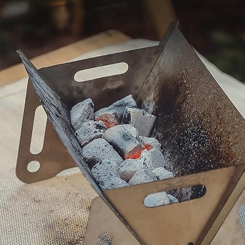 Miniatura 8 de Parrilla portátil, parrilla plegable de carbón, 1-2 personas, parrilla ligera con bolsa de almacenamiento, parrilla de mesa al aire libre para