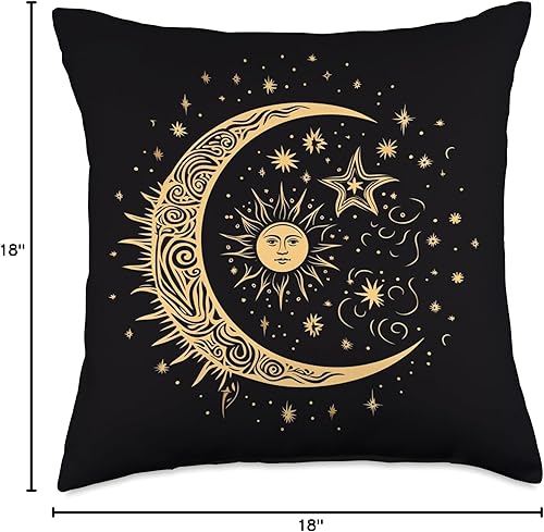 Miniatura 6 de Moon Sun Stars PopLove Co. Galaxy Night Sky Moon Lunar Stars Sun Love - Almohada de 16 x 16 pulgadas, multicolor