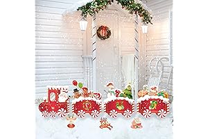 7 Pcs Christmas Train Decorations Outdoor Decor