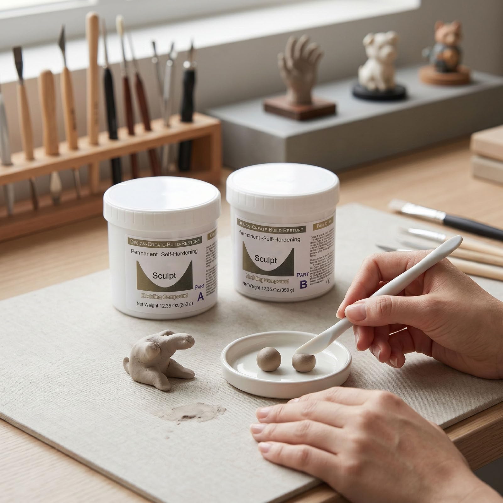Semme Argilla Epossidica per Scultura, Stucco Modellabile Autoindurente 700 G Impermeabile con lavorabilità di 1-3 Ore, for Riparazione Riempimento Sculture