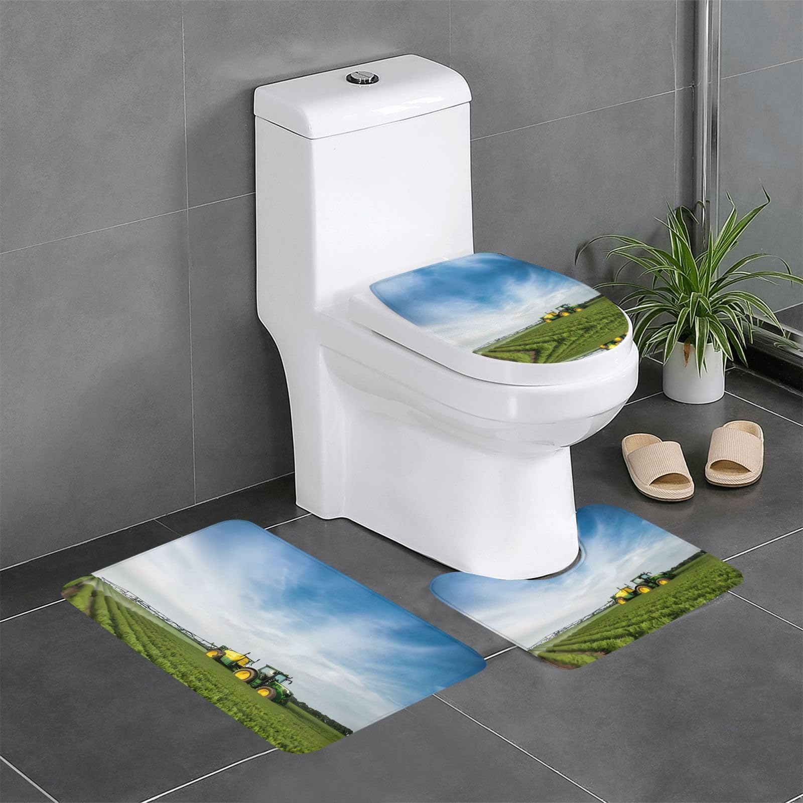 Alfombras de baño de tractor ideales para decorar el aseo infantil y hogares con estilo campestre