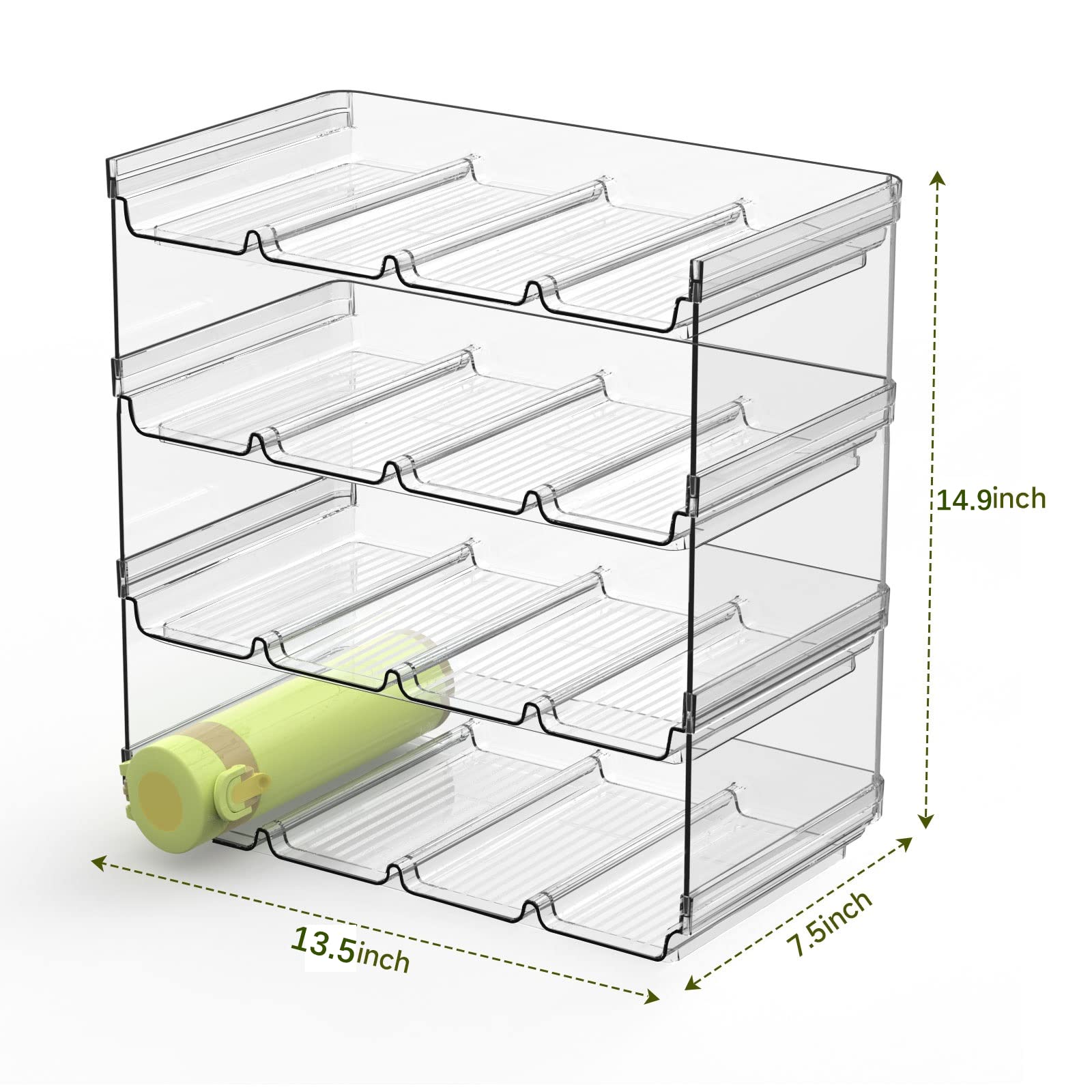 ZIJUND Water Bottle Organizer for Cabinet, 4 Pack Stackable Plastic Water Bottle Holder, Wine Racks for Kitchen Pantry Organization and Storage, Holds 16 Bottles