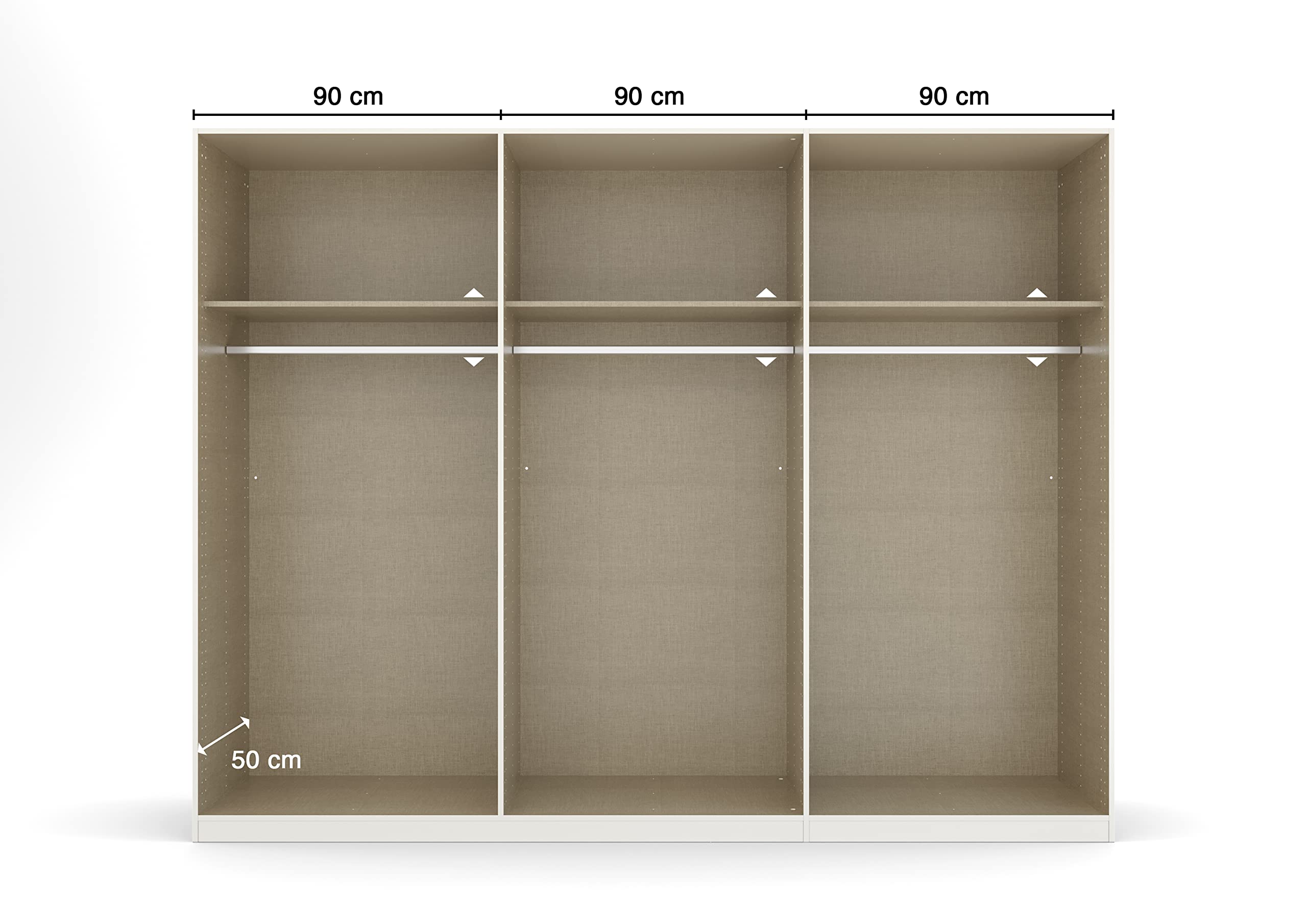 Rauch Möbel Quadra-Spin Glamour, Schrank, Hochglanz Weiß, Breite 271 cm