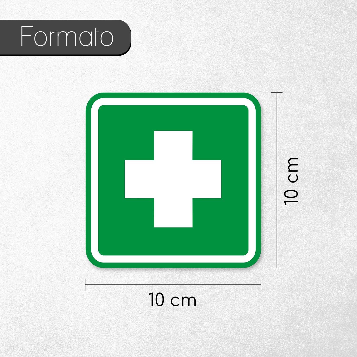 Adesivo Primo Soccorso – Croce Verde Segno di Salvataggio – Autoadesivo Cartello di Avvertimento per Kit di Pronto Soccorso - 10x10 cm (2