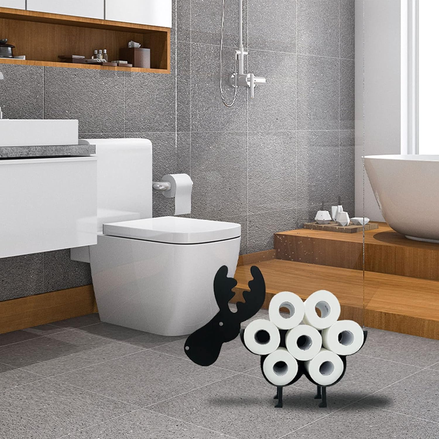 Portarrollos de Papel higiénico – Portarrollos de Papel para Almacenamiento de Perros Negros para baños, Rollos de pañuelos de Cocina, Soportes para cestas de Animales para baño, Dormitorio,