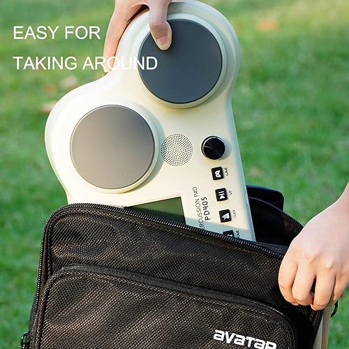 Miniatura 17 de PD405 Juego de batería eléctrica de mesa, con 163 sonidos de percusión, 4 almohadillas sensibles a la velocidad, 2 pedales y baquetas, regalo