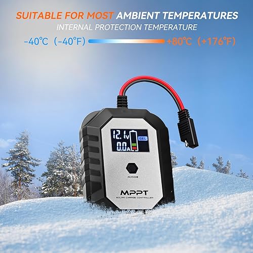 Miniatura 4 de PowMr - Controlador de carga solar MPPT de 10 A, 12 V, pequeño regulador de panel solar portátil con pantalla LCD, interruptor de presión larga del