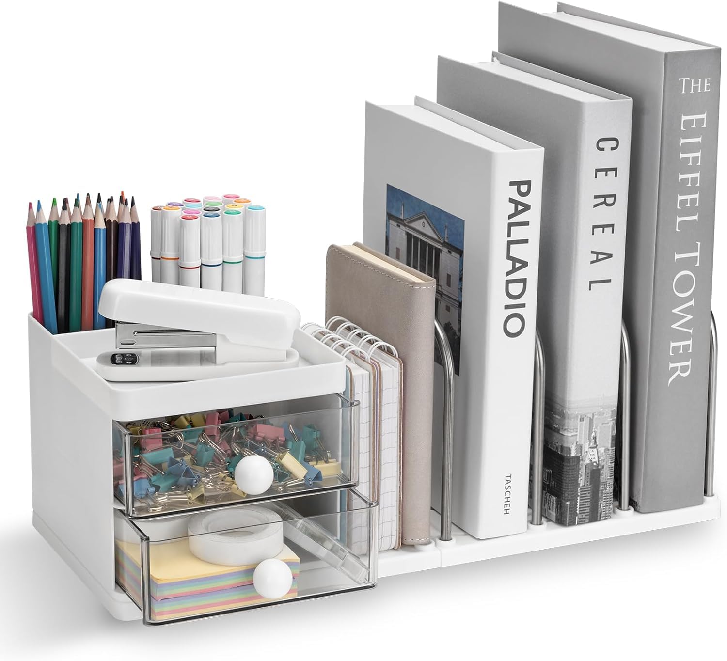2-in-1 Desk Organizer with 3 Compartments – All-in-One Pen Holder & Office Supplies Storage for Home, Office, Study Table, Workspace Organization