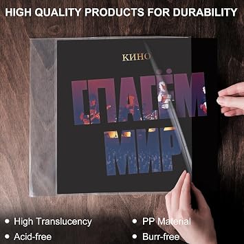 50 Pack 4 Mil Thick Vinyl Sleeves, 12.75 X 12.75 Vinyl Record Sleeve Clear Plastic, Outer Sleeve Record Protector for Storing Single and Double LP Albums, Record Sleeves Protection from Scratches